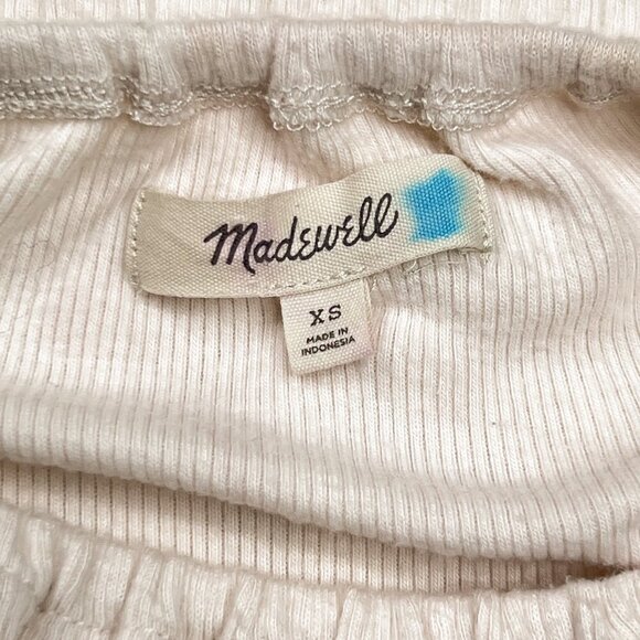 Madewell Cream Peplum Smocked Blouse Scoop Neckline PulloverTop Size XS - Picture 5 of 7